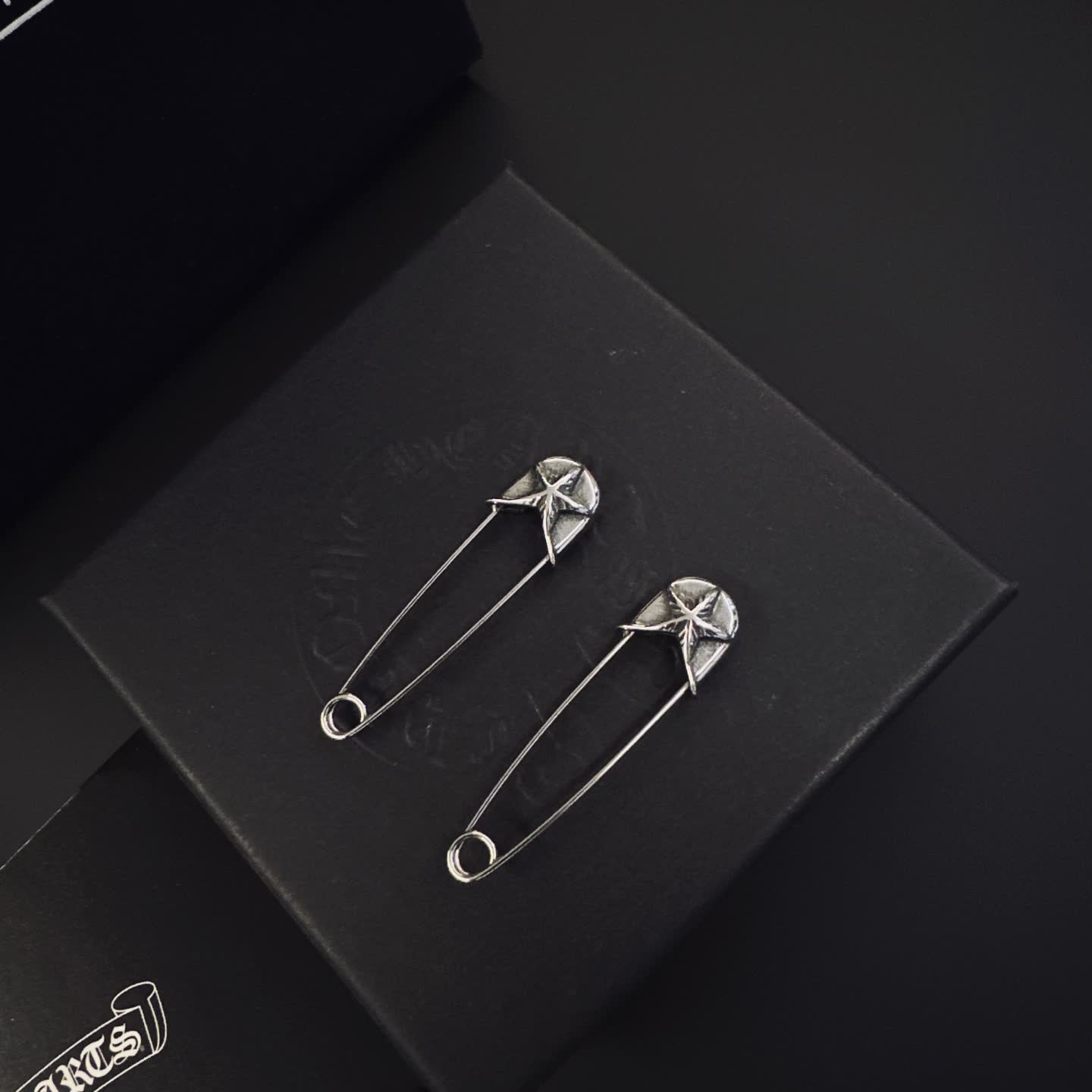 Chrome Hearts Silver Safety Pin Earrings